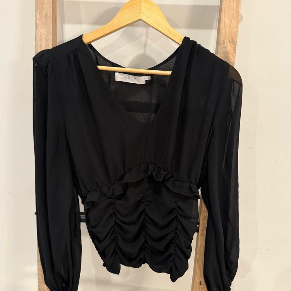 Astr Black Ruched Blouse